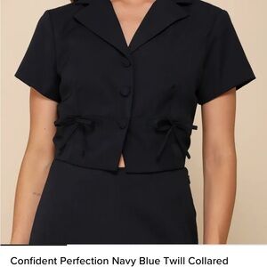Navy Blue Collared Top